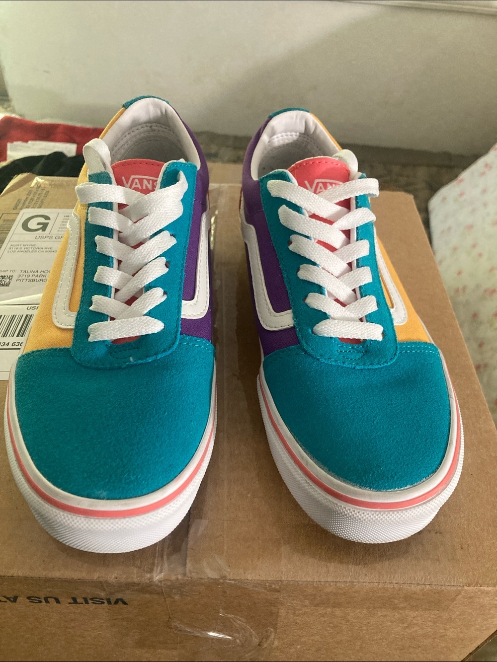 Vans Colorblock Old Skool Sneakers Teal, Purple & Yellow